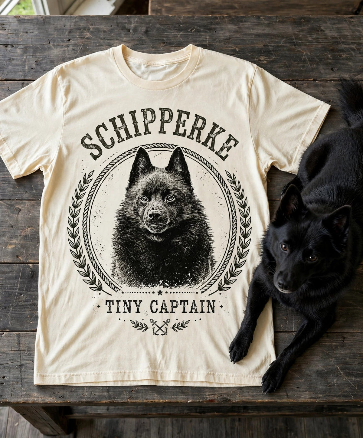 Schipperke Tiny Captain Tee — Comfort Colors fabric detail