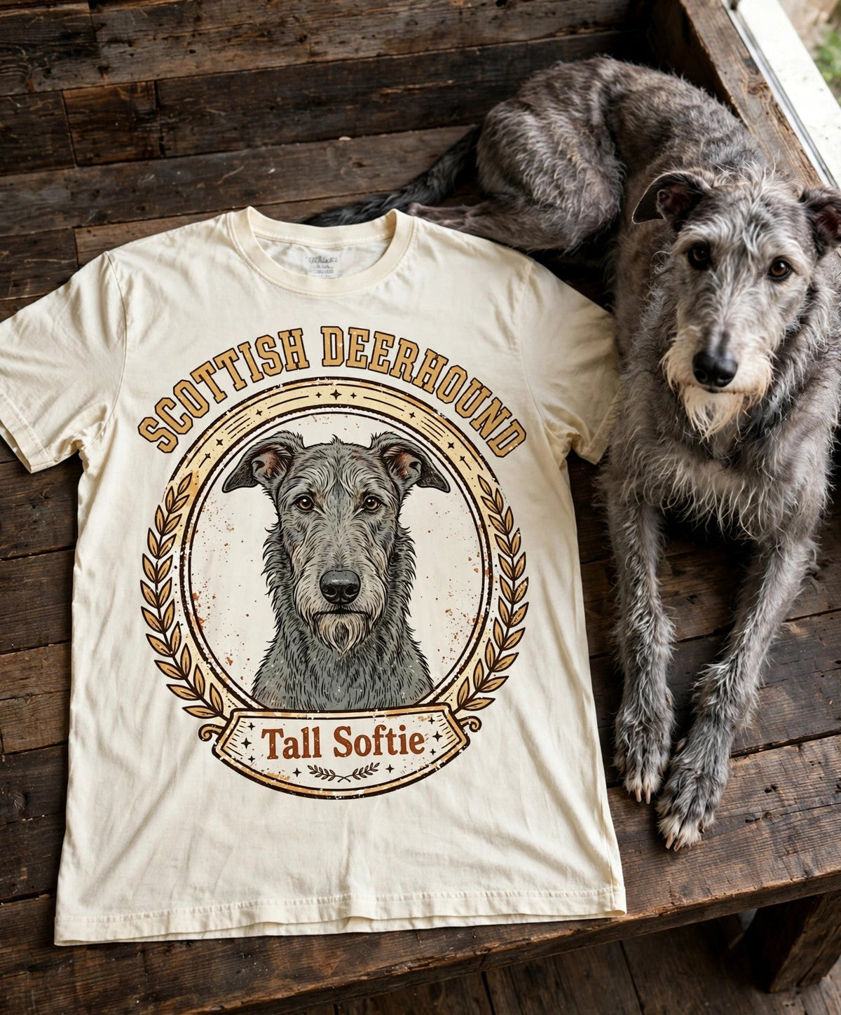 Scottish Deerhound Tall Softie Tee — Comfort Colors fabric detail