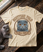'Folded With Love' Scottish Fold Cat T-Shirt in Butter