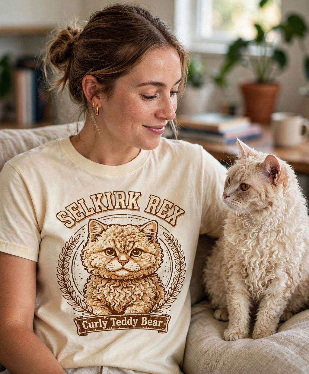 Worn by him — Curly Teddy Bear Selkirk Rex Tee