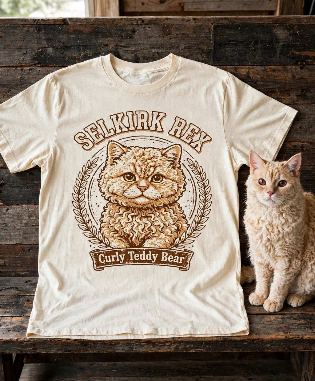Curly Teddy Bear Selkirk Rex Tee in Butter