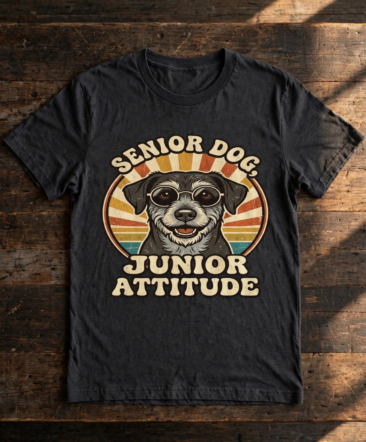 Senior Dog Junior Attitude Tee - Pepper flat lay