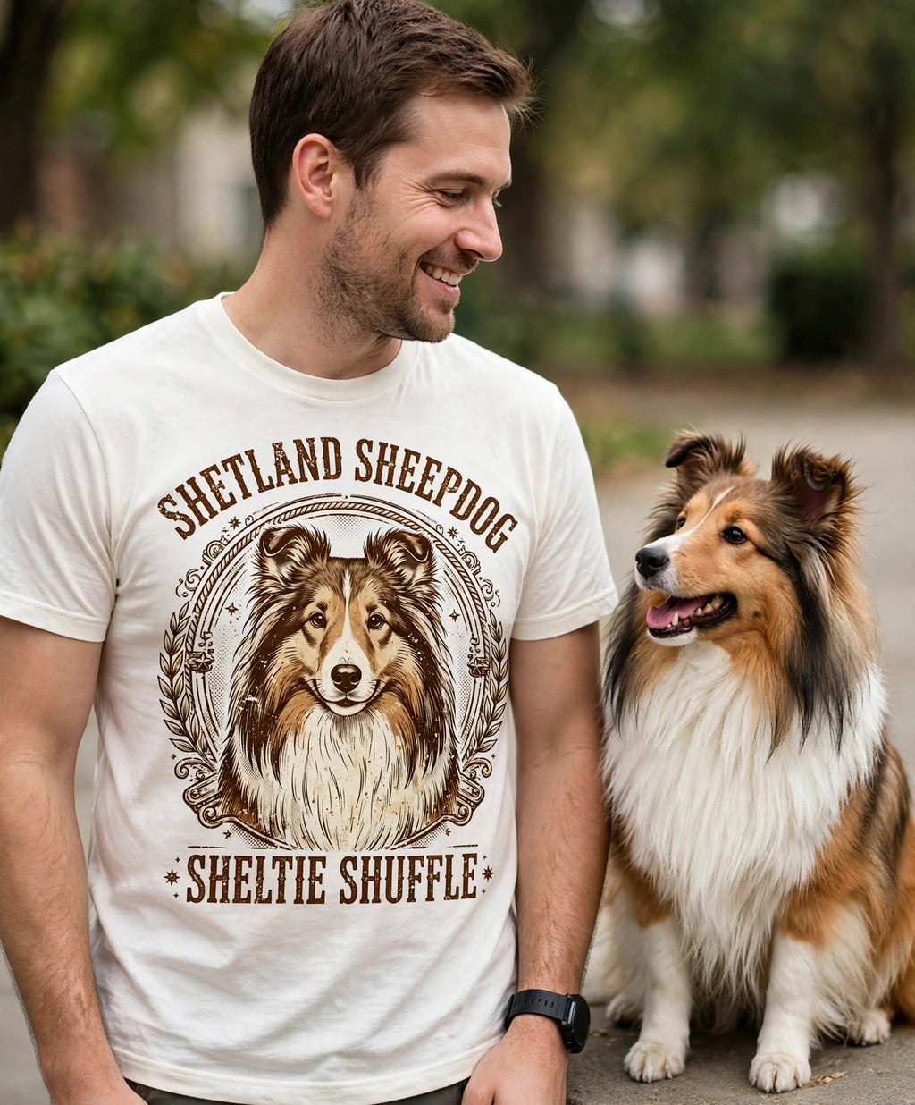 'Sheltie Shuffle' Shetland Sheepdog T-Shirt — alternate view