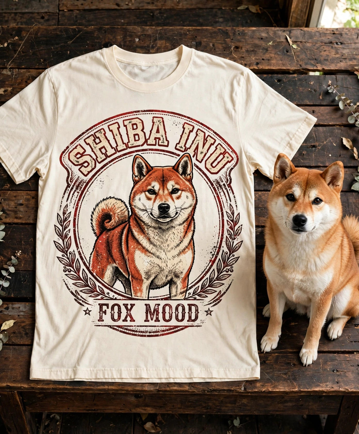 'Fox Mood' Shiba Inu T-Shirt in Butter