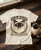 'Blue-Eyed Chatterbox' Siamese Cat T-Shirt — alternate view