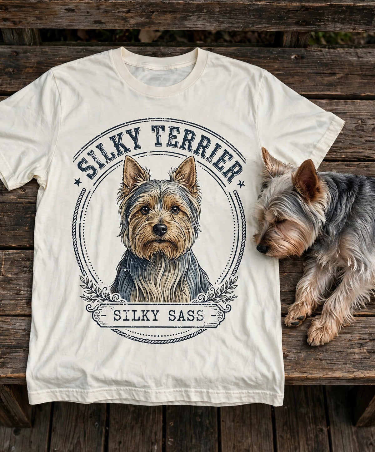 Silky Terrier Silky Sass Tee — Comfort Colors fabric detail