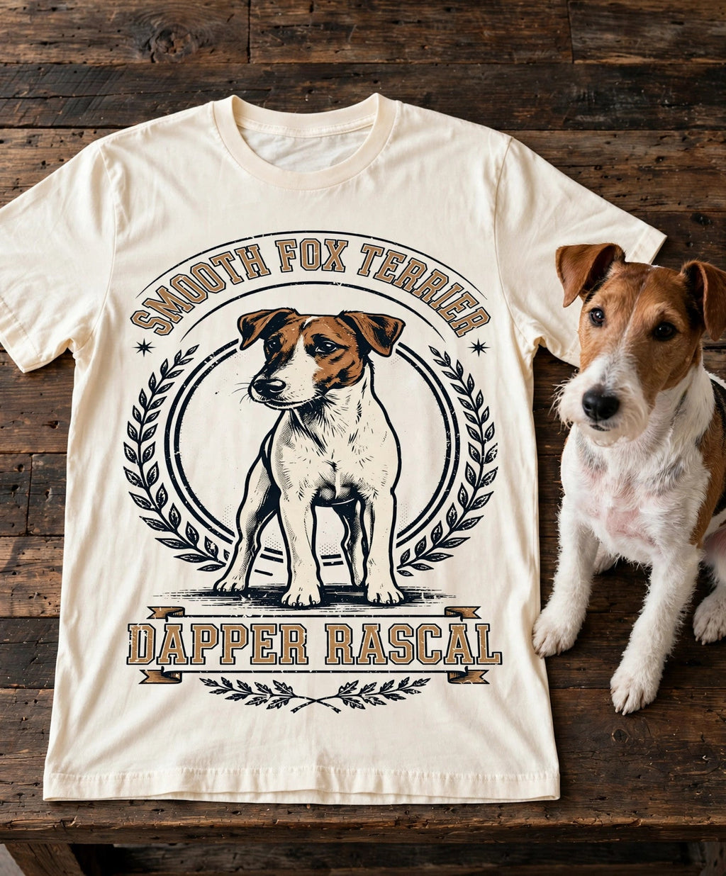 'Dapper Rascal' Smooth Fox Terrier T-Shirt in Butter