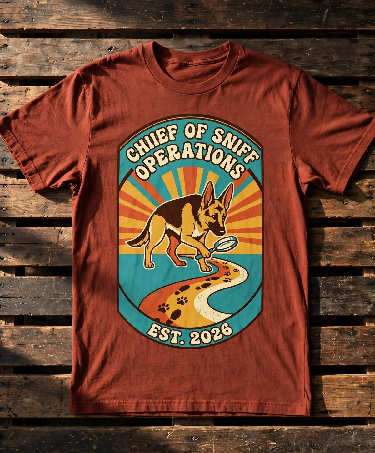 German Shepherd Chief of Sniff Operations Tee — Comfort Colors fabric detail