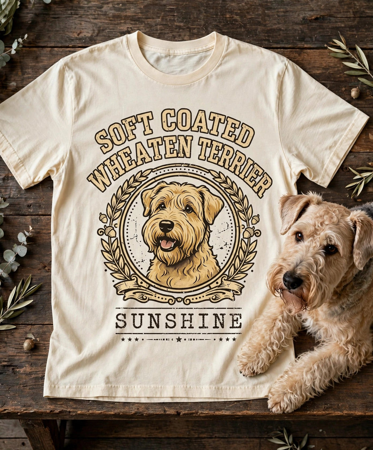 'Sunshine' Soft Coated Wheaten Terrier T-Shirt in Butter