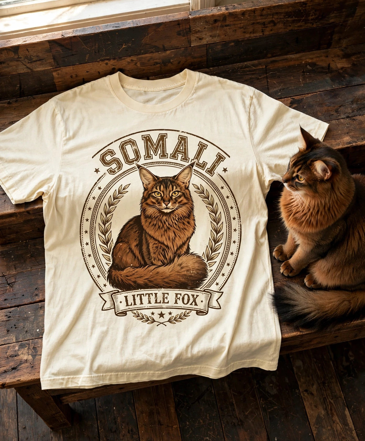 'Little Fox' Somali Cat T-Shirt in Butter