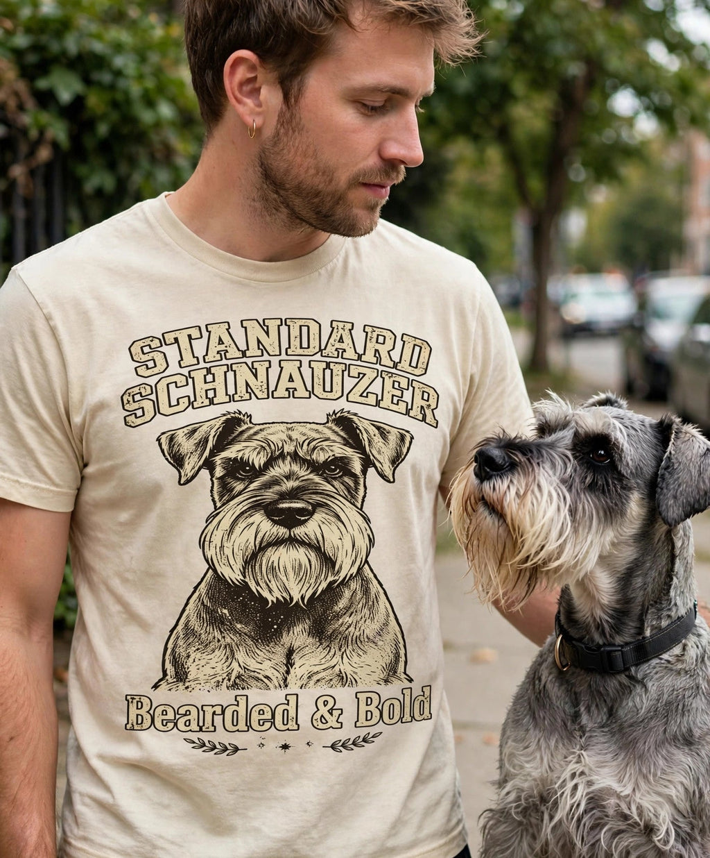 'Bearded & Bold' Standard Schnauzer T-Shirt — alternate view