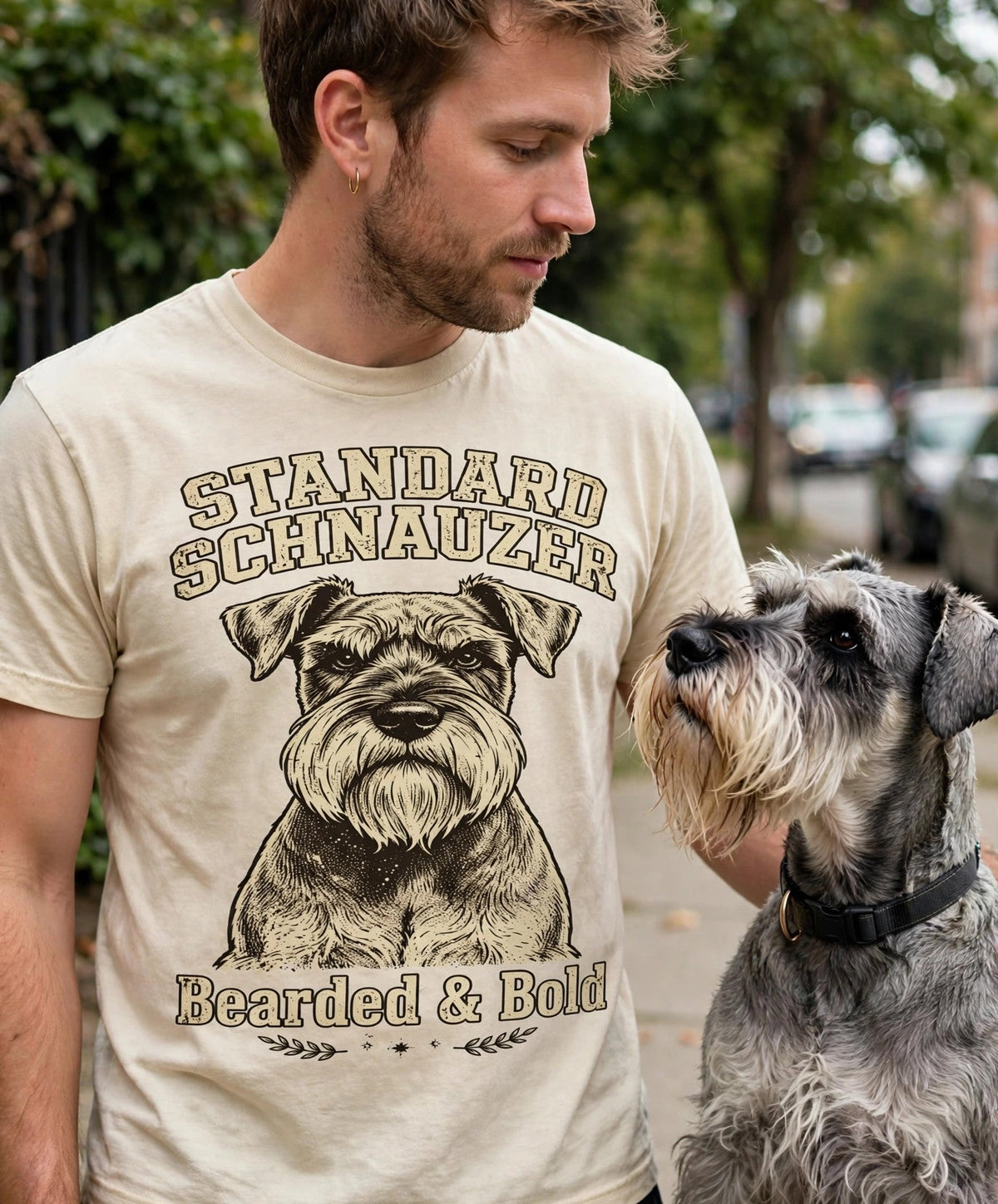 'Bearded & Bold' Standard Schnauzer T-Shirt — alternate view