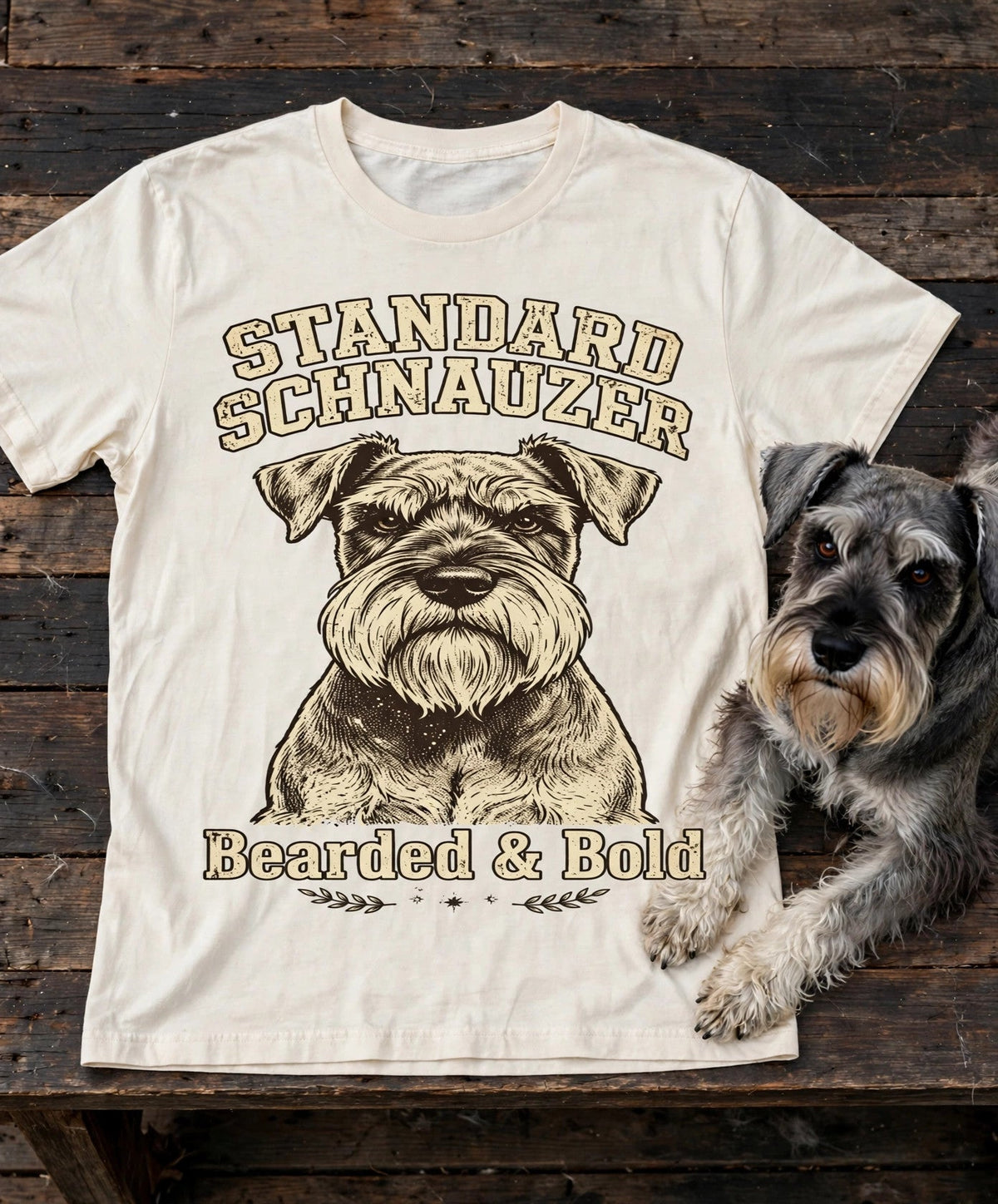 Standard Schnauzer Bearded & Bold Tee — Comfort Colors fabric detail