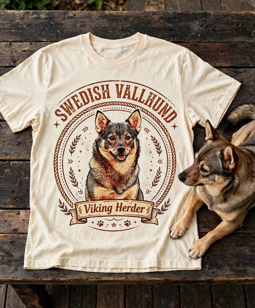 'Viking Herder' Swedish Vallhund T-Shirt — alternate view