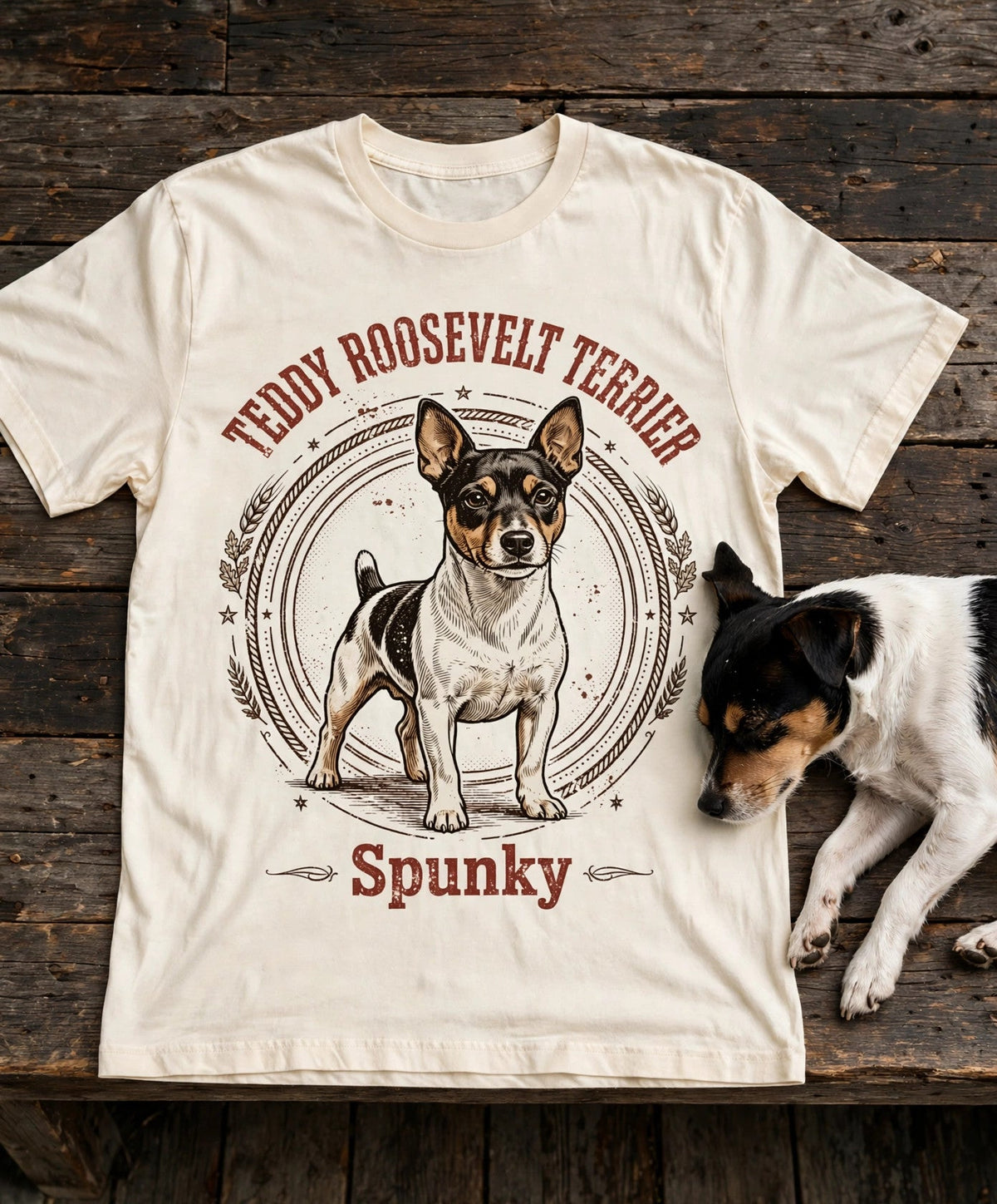 'Spunky' Teddy Roosevelt Terrier T-Shirt in Butter