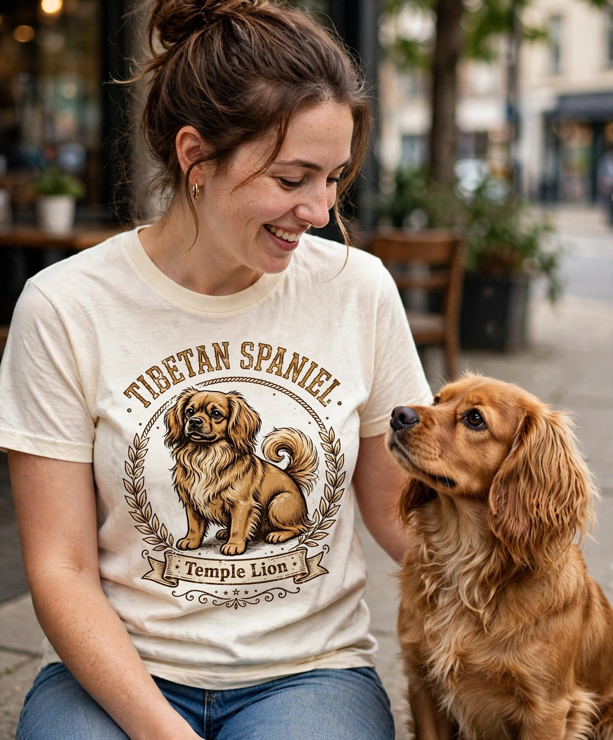 'Temple Lion' Tibetan Spaniel T-Shirt — alternate view