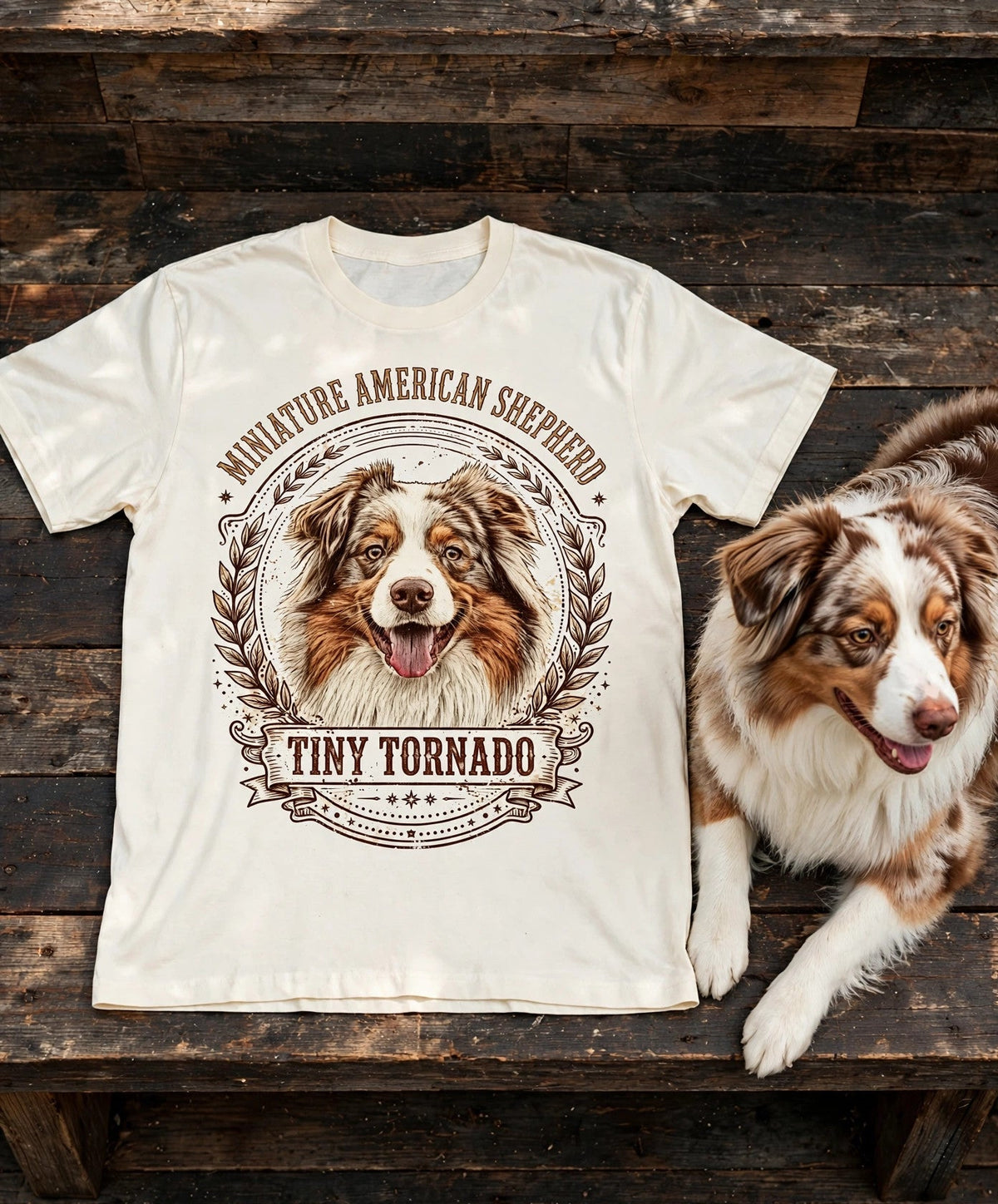 'Tiny Tornado' Mini American Shepherd T-Shirt in Butter