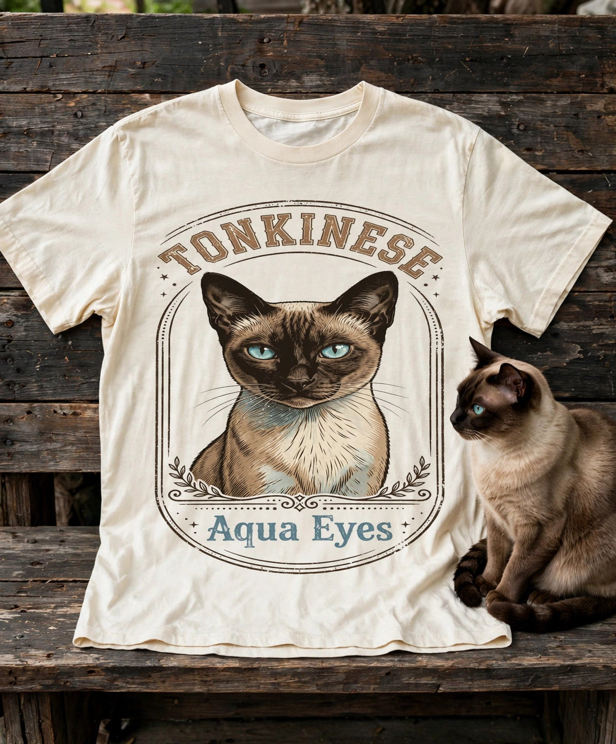 Tonkinese Aqua Eyes Tee — Comfort Colors fabric detail