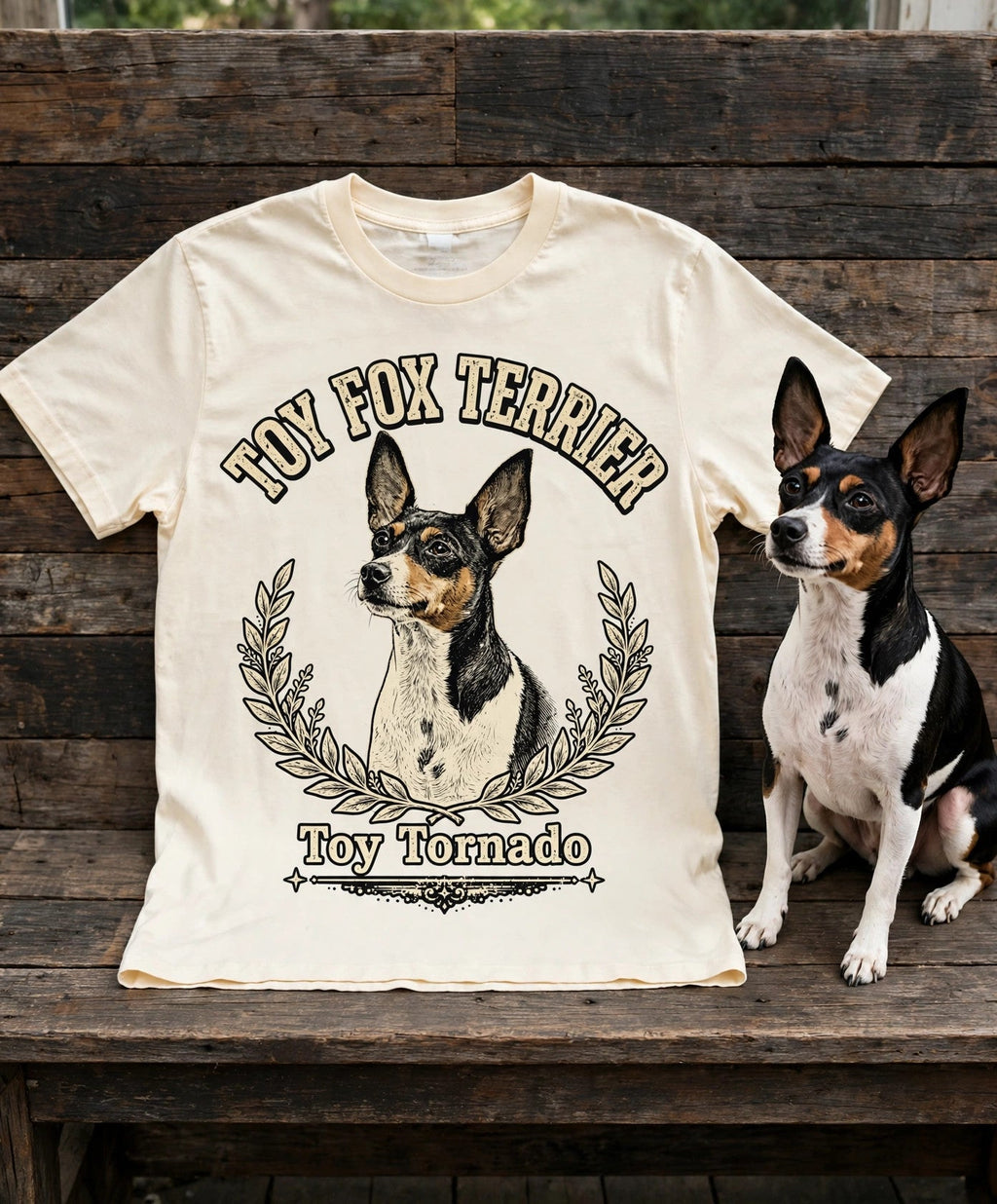 'Toy Tornado' Toy Fox Terrier T-Shirt in Butter