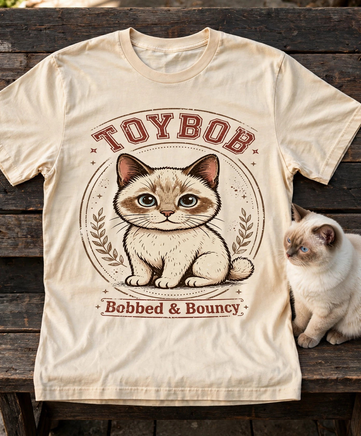 'Bobbed & Bouncy' Toybob Cat T-Shirt in Butter