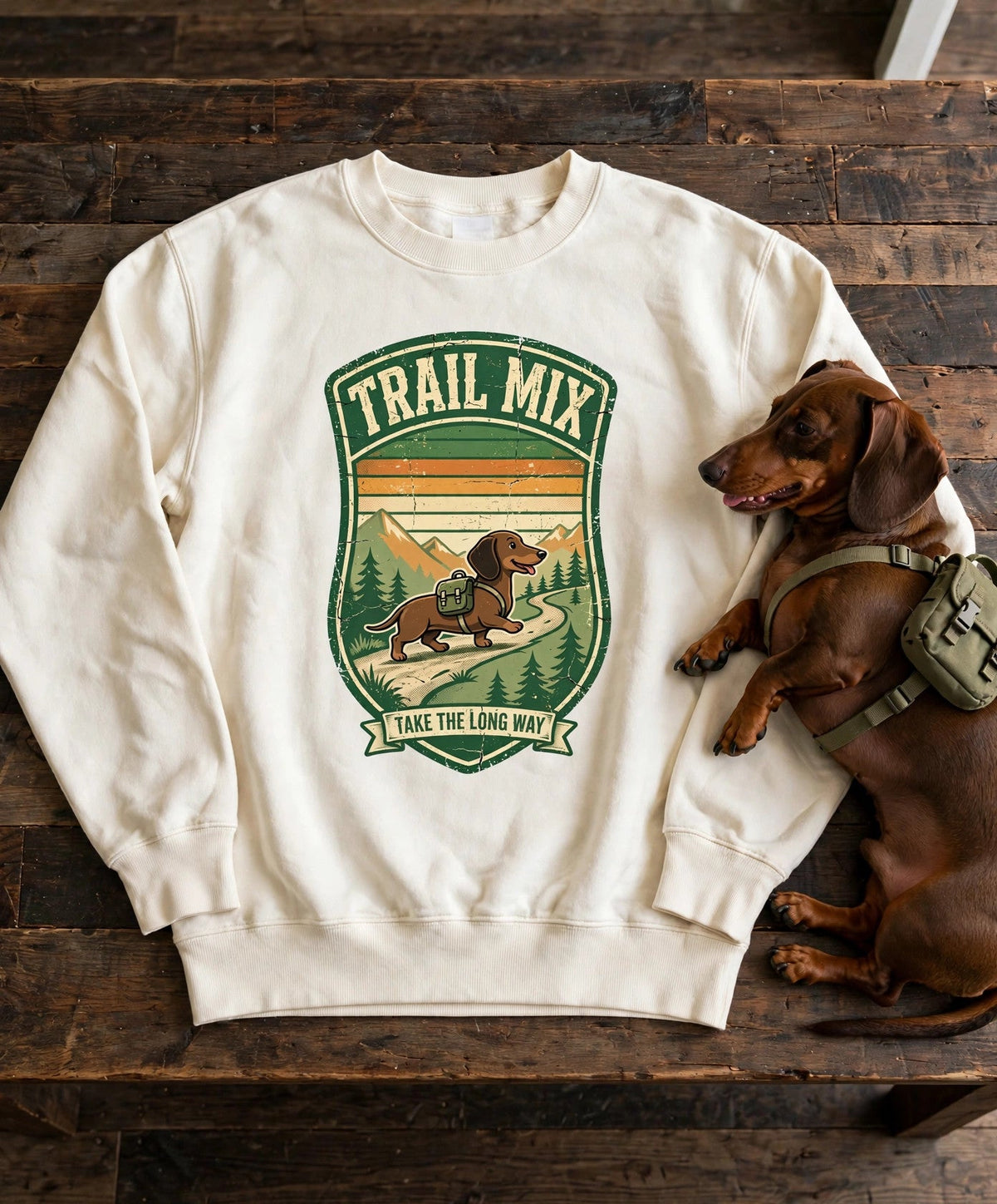Dachshund Trail Mix Sweatshirt — Comfort Colors fabric detail