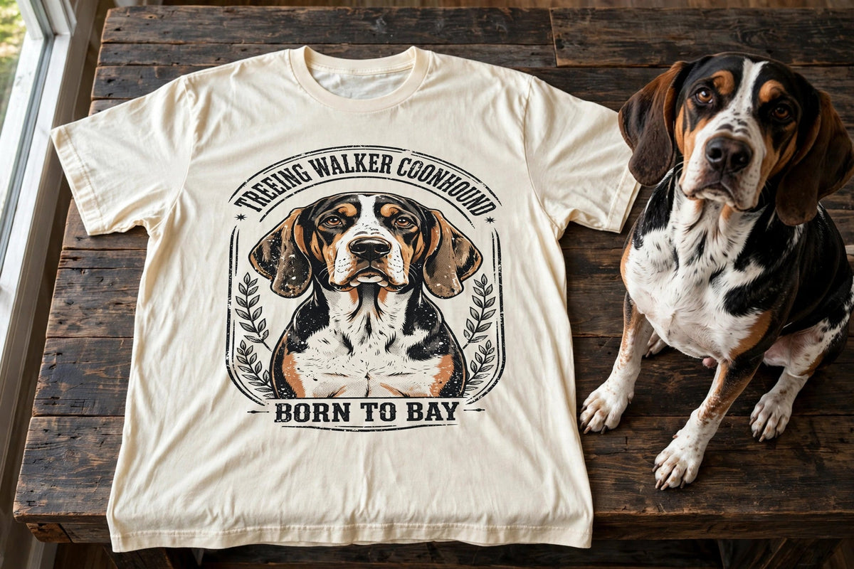 'Born To Bay' Treeing Walker Coonhound T-Shirt — alternate view