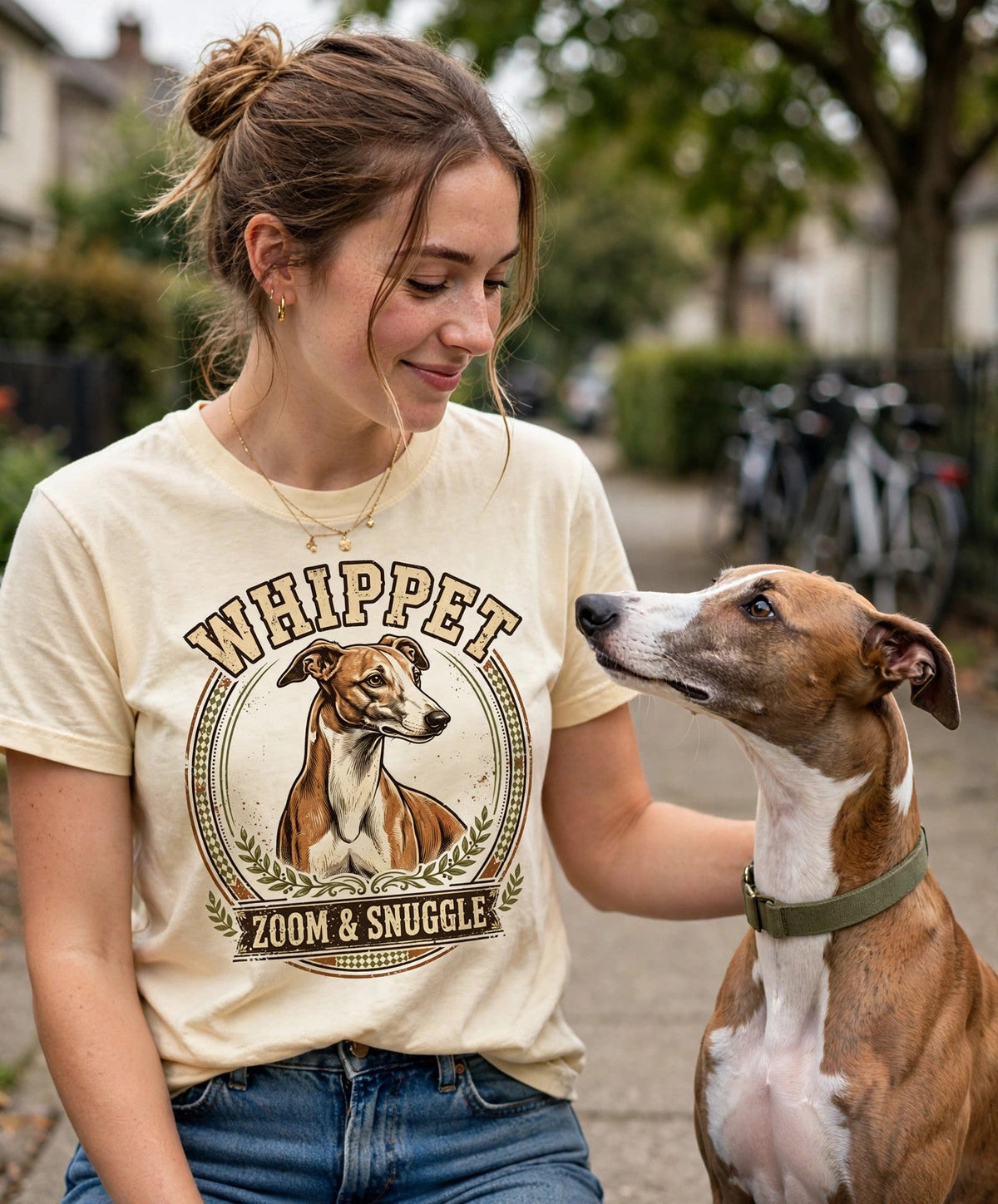 'Zoom & Snuggle' Whippet T-Shirt — alternate view