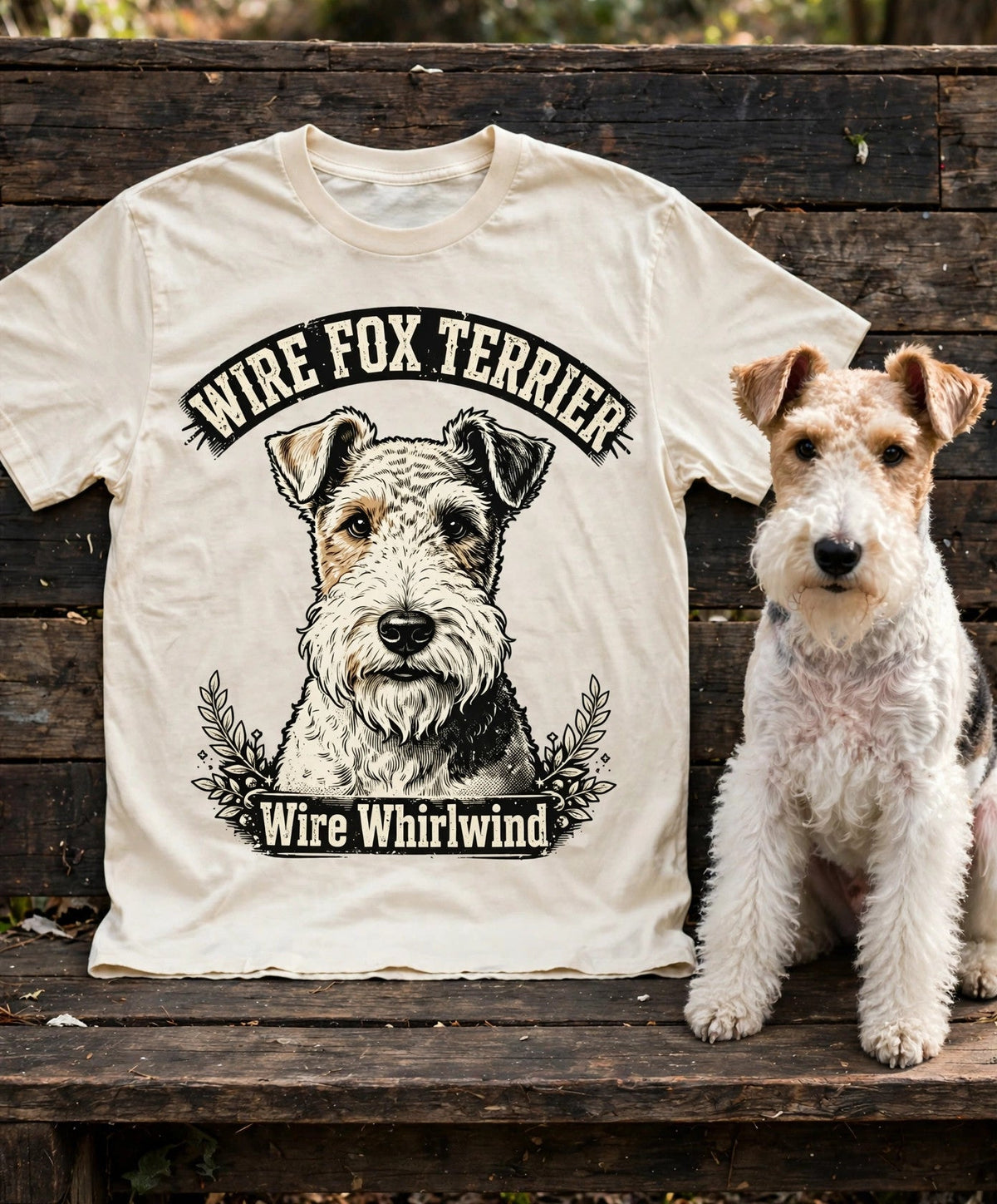 Wire Fox Terrier Wire Whirlwind Tee — Comfort Colors fabric detail