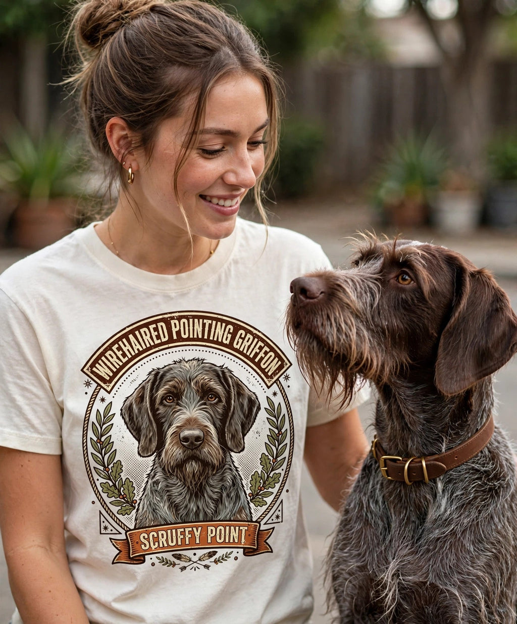 'Scruffy Point' Wirehaired Pointing Griffon T-Shirt — alternate view
