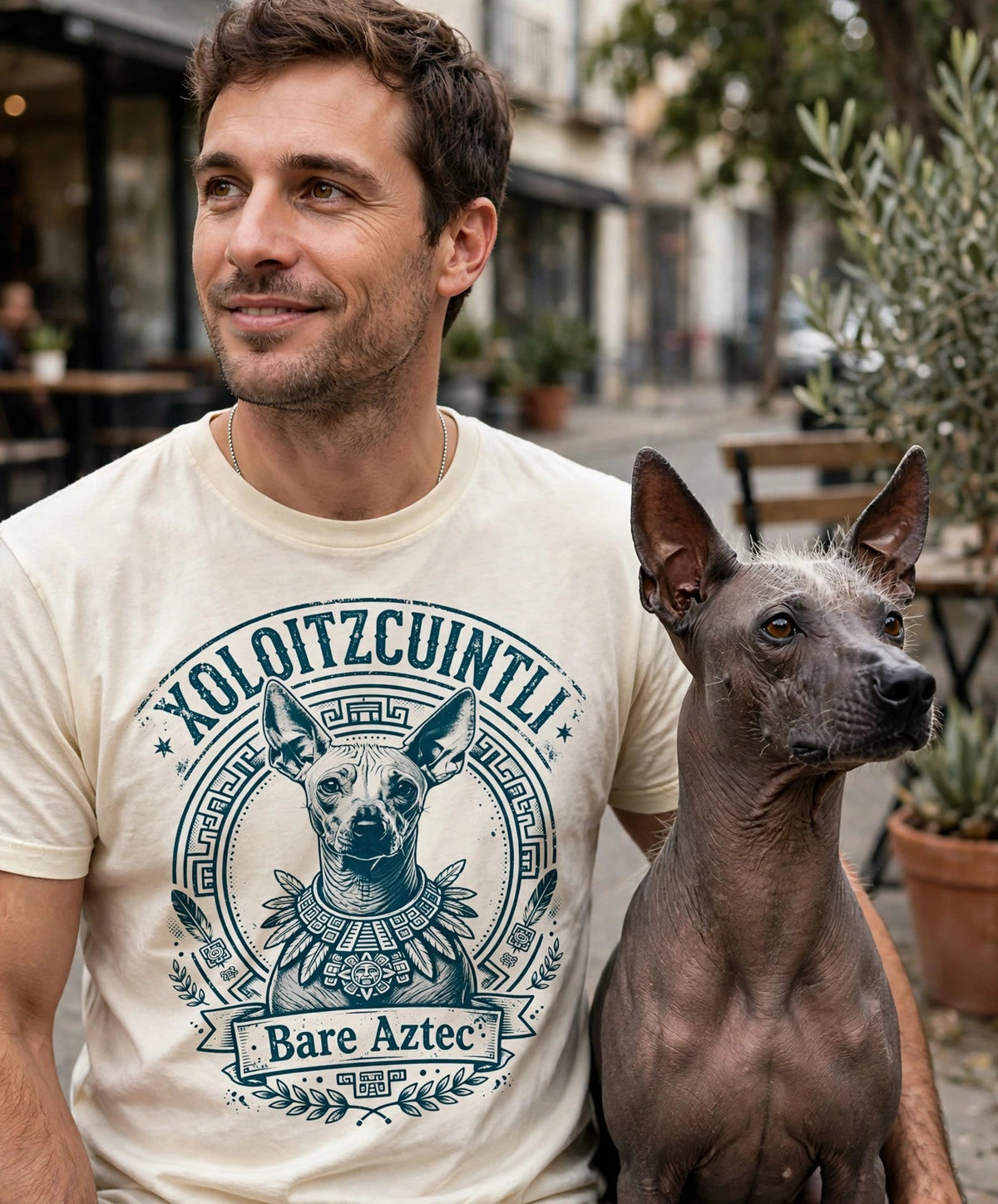 'Bare Aztec' Xoloitzcuintli T-Shirt — alternate view