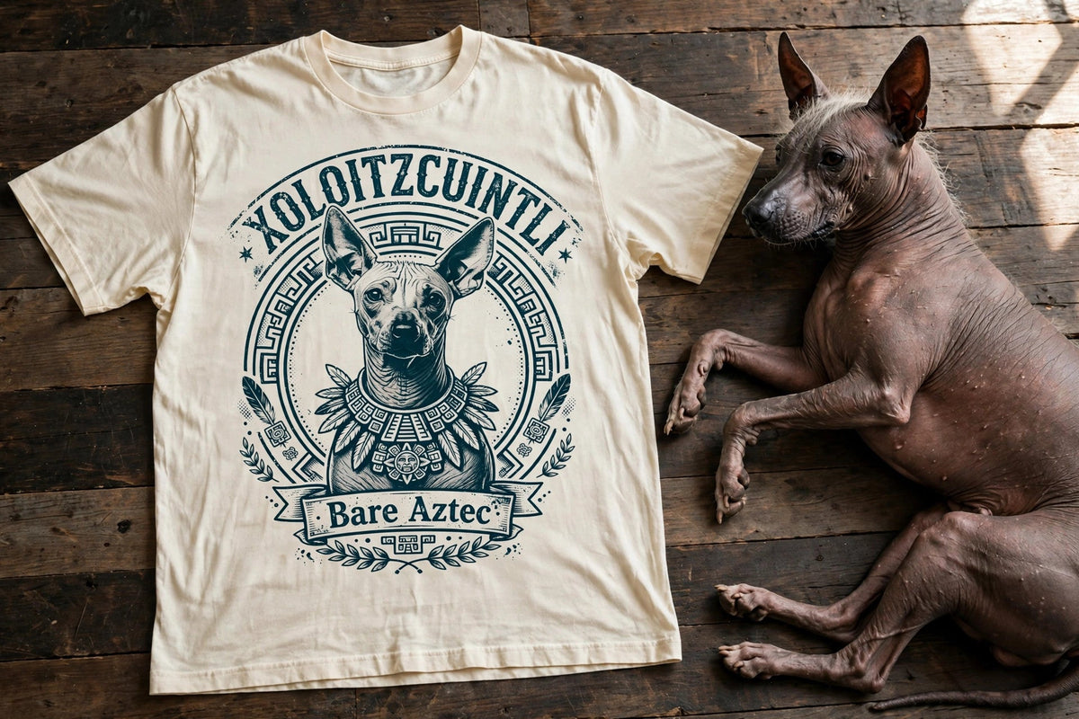 'Bare Aztec' Xoloitzcuintli T-Shirt — alternate view