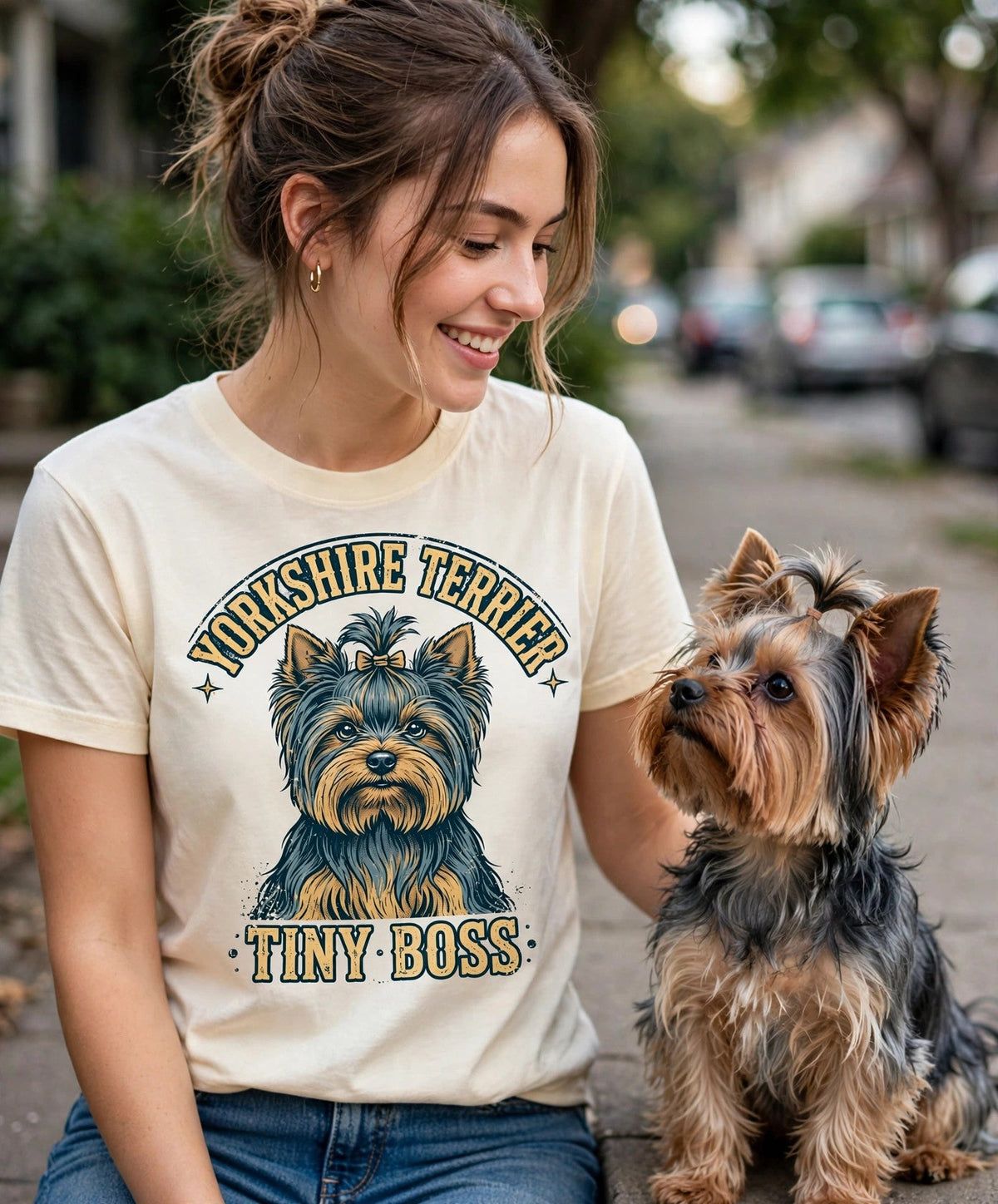 'Tiny Boss' Yorkshire Terrier T-Shirt — alternate view