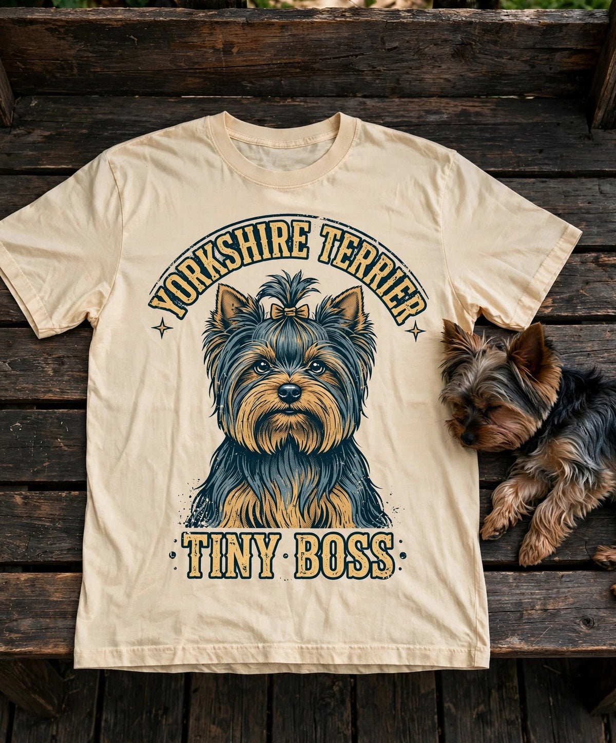 Yorkshire Terrier Tiny Boss Tee — Comfort Colors fabric detail