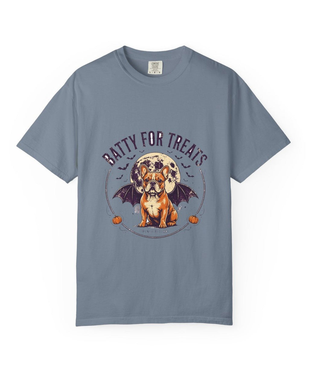 French Bulldog Batty for Treats Halloween Tee - Blue Jean mockup