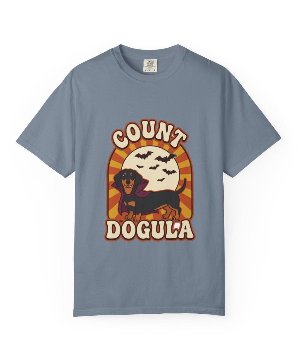 Dachshund Count Dogula Halloween Tee - Blue Jean