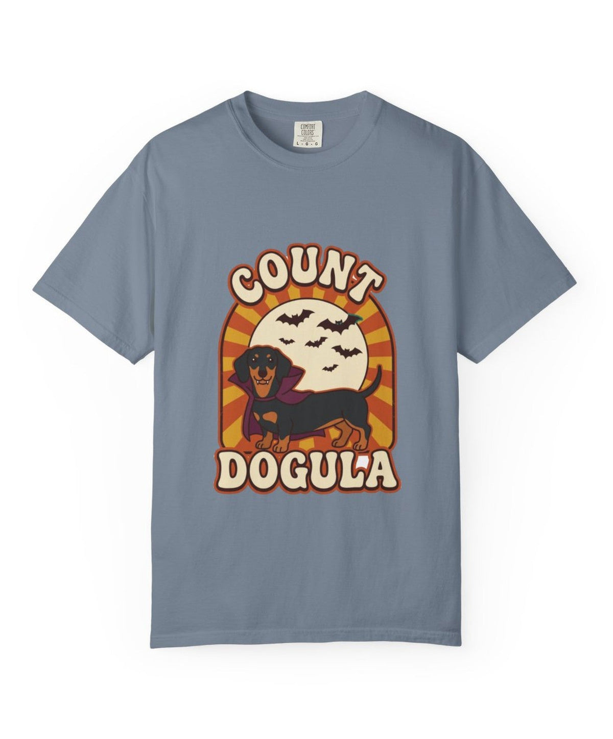 Dachshund Count Dogula Halloween Tee - Blue Jean