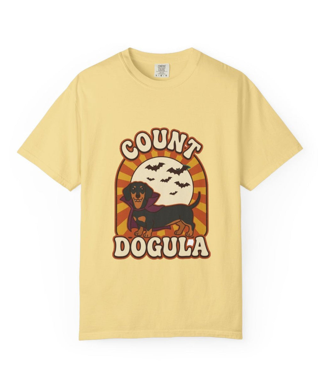 Dachshund Count Dogula Halloween Tee - Butter