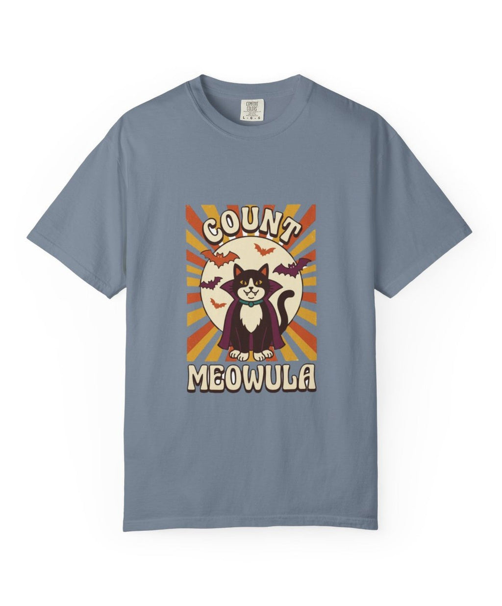 Cat Count Meowula Halloween Tee - Blue Jean Mockup