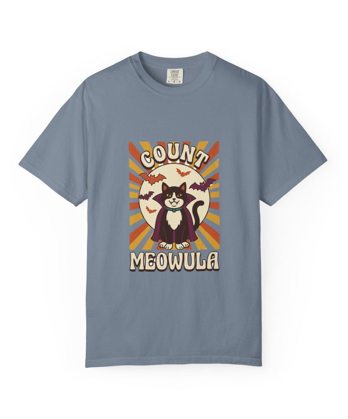 Cat Count Meowula Halloween Tee - Blue Jean Mockup
