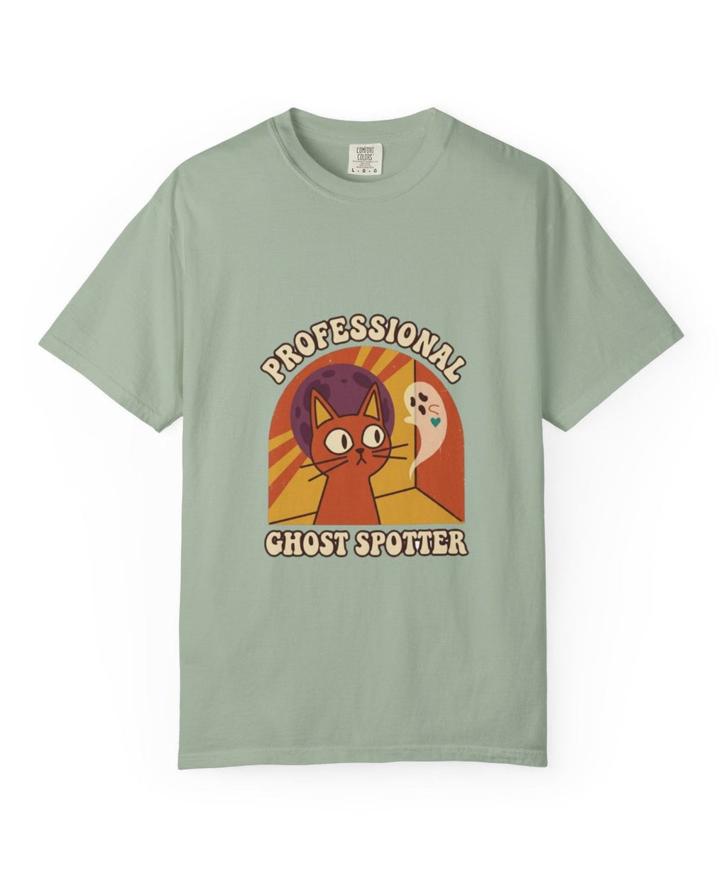 'Professional Ghost Spotter' Ghost Hunter Cat Halloween T-Shirt — alternate view