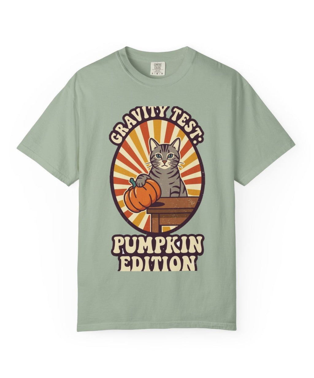 Cat Gravity Test Pumpkin Edition Halloween Tee - Bay Mockup