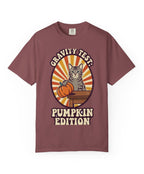 Cat Gravity Test Pumpkin Edition Halloween Tee - Brick Mockup
