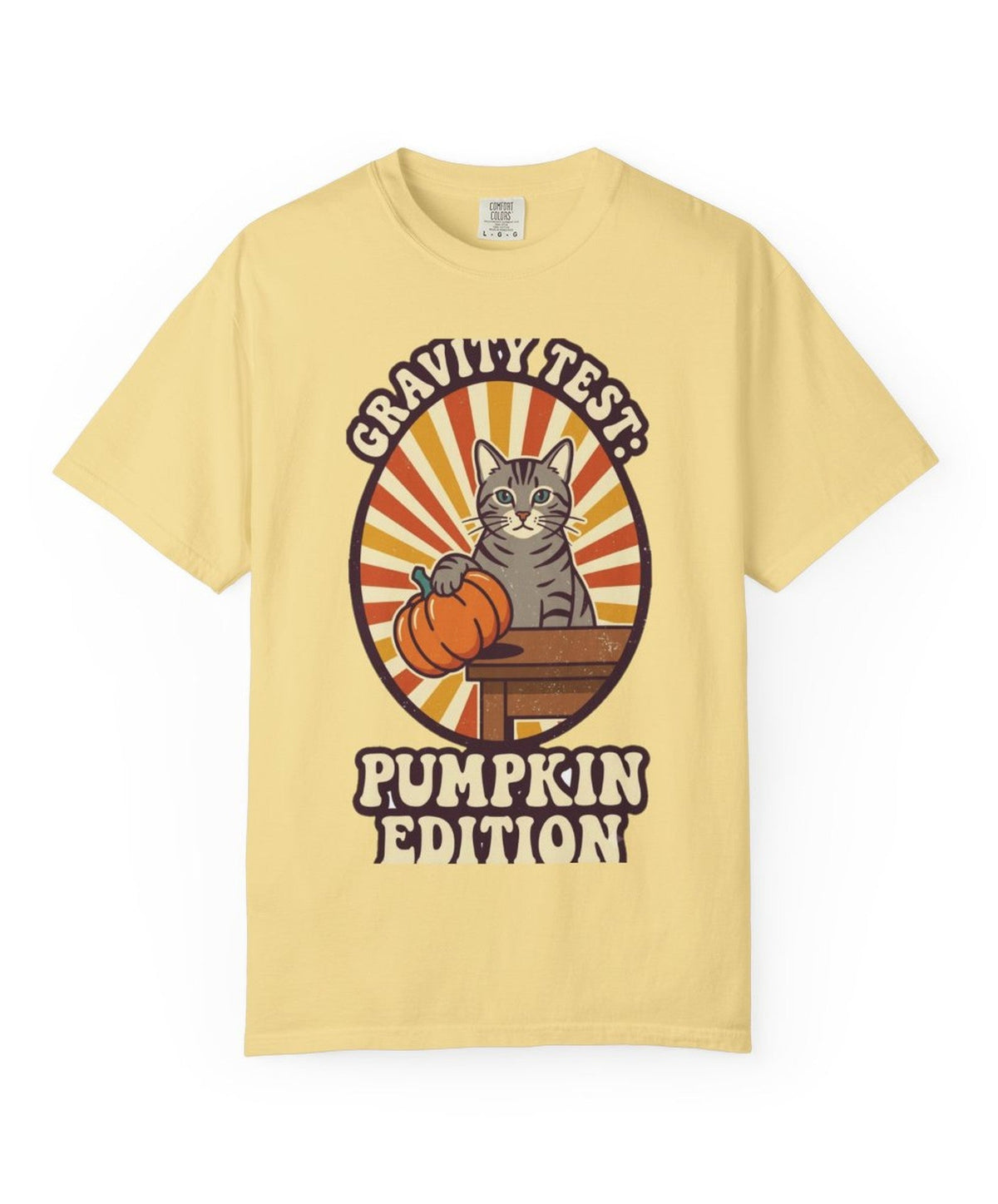 Cat Gravity Test Pumpkin Edition Halloween Tee - Butter Mockup