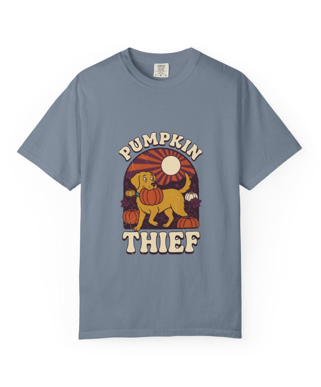 Labrador Pumpkin Thief Halloween Tee - Blue Jean