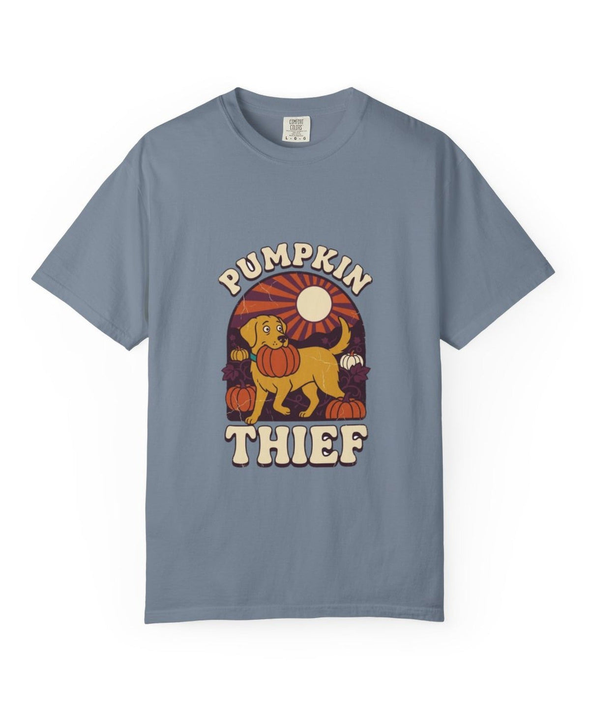 Labrador Pumpkin Thief Halloween Tee - Blue Jean