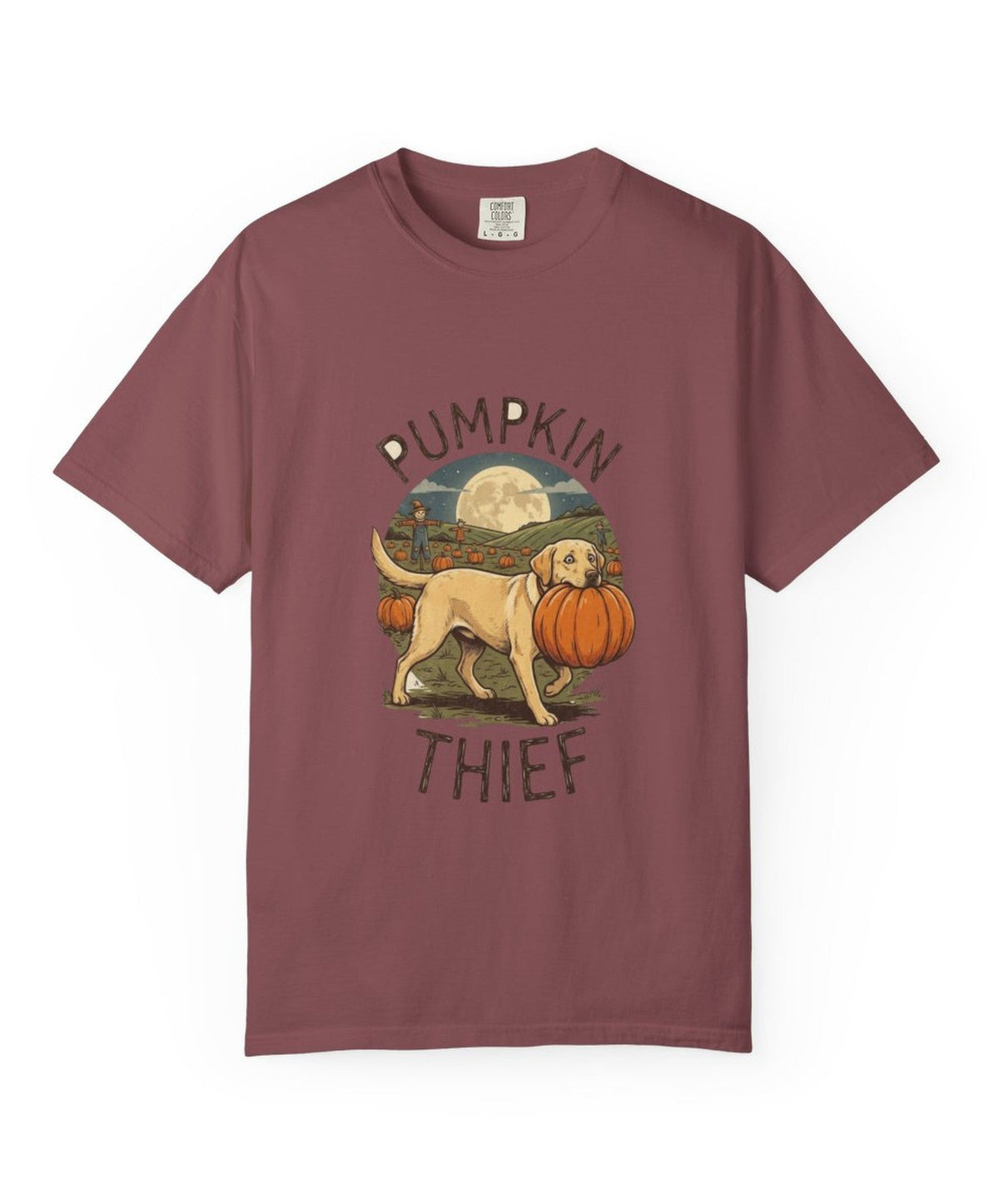 Labrador Pumpkin Thief Pumpkin Patch Halloween Tee - Brick mockup