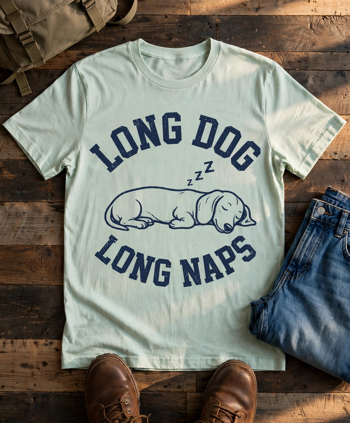 Long Dog, Long Naps Dachshund Tee – Mint