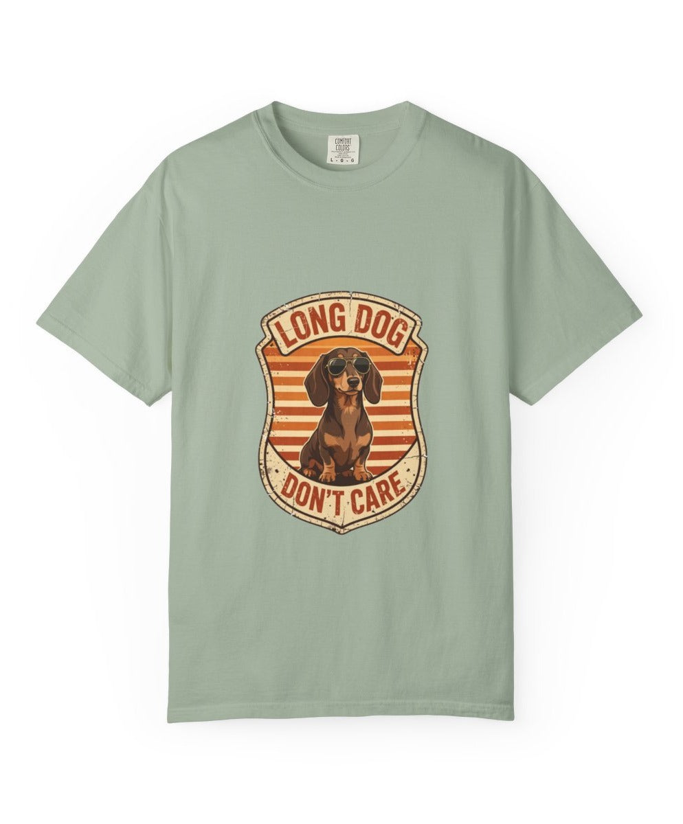 Dachshund Long Dog Don't Care Tee mockup - Bay