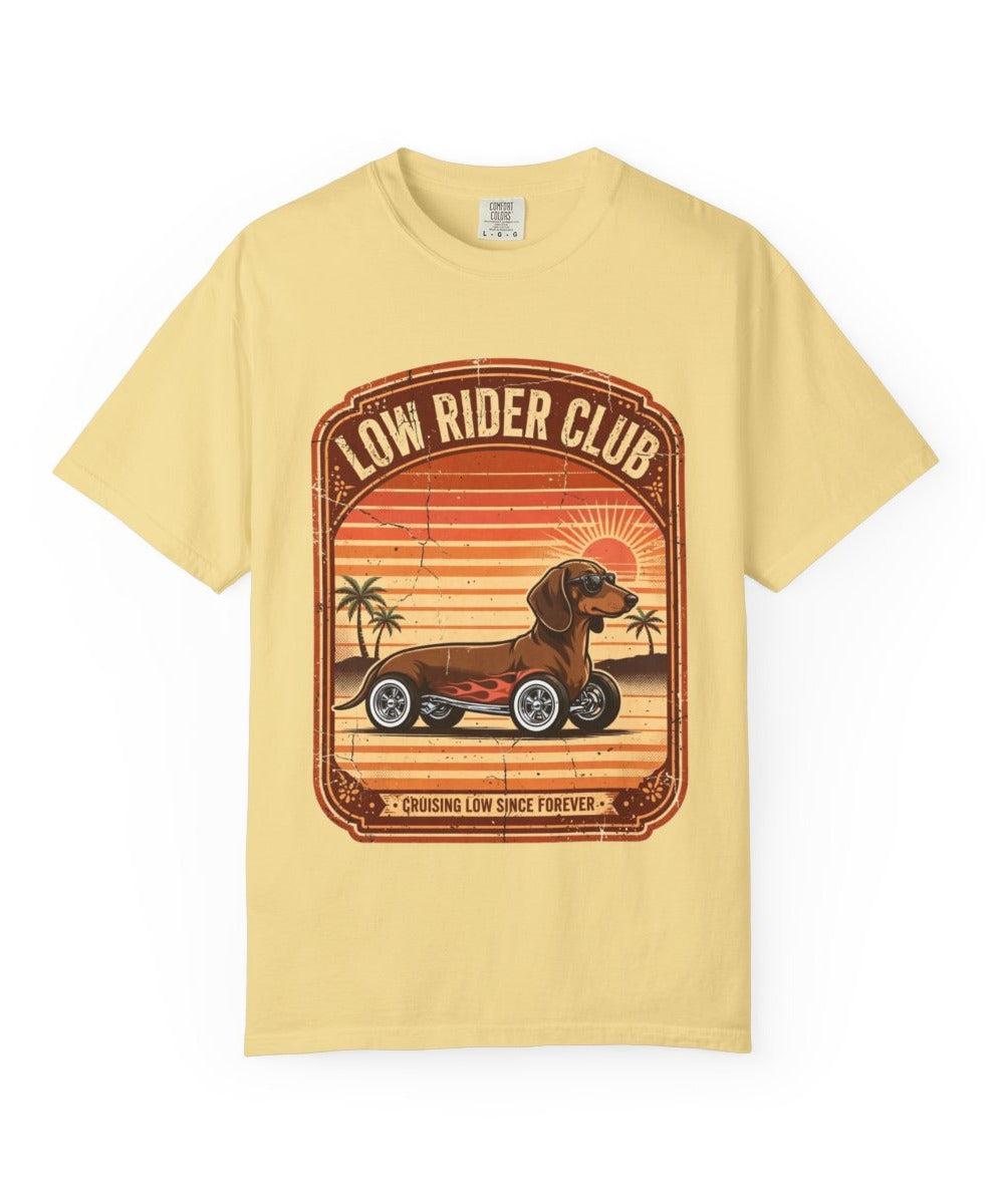 Dachshund Low Rider Club Tee mockup - Butter