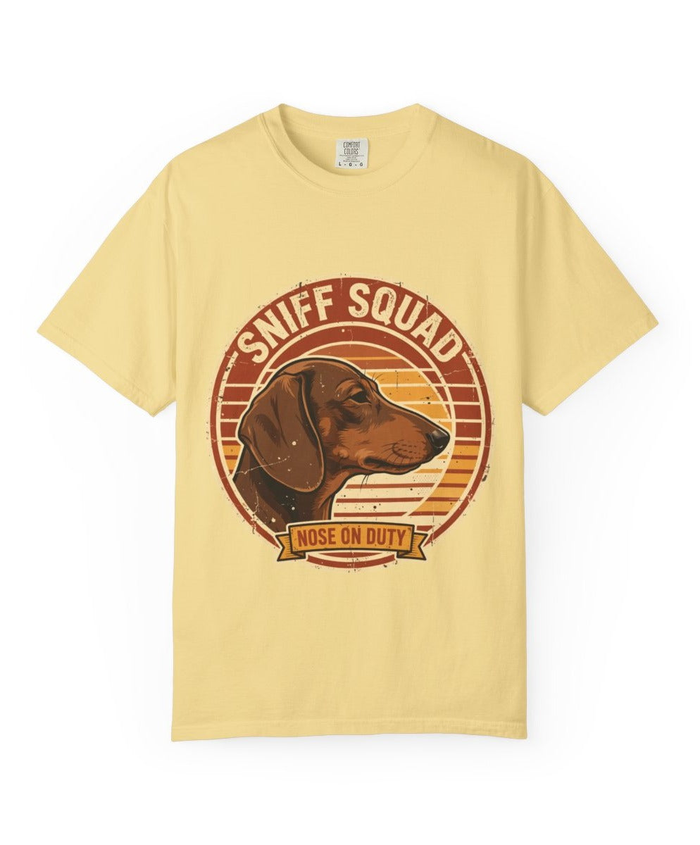 Dachshund Sniff Squad Tee mockup - Butter